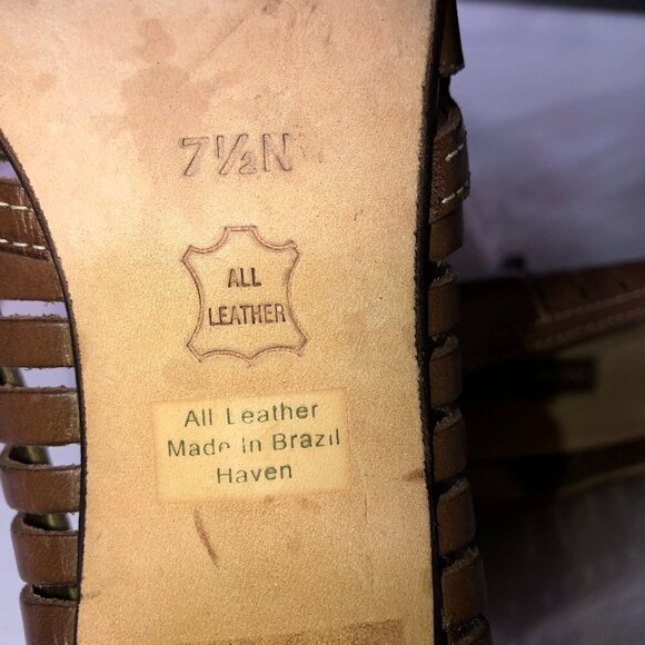 NORDSTROM BROWN ALL LEATHER HEELS SIZE 7.5N - Picture 4 of 4